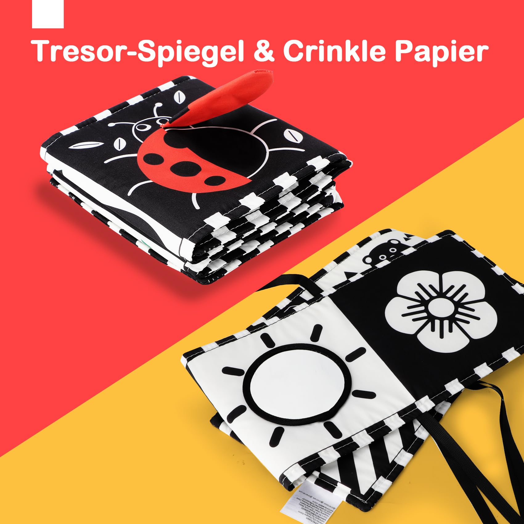 URMYWO Babyboek,Contrastboek, Baby stoffen boek